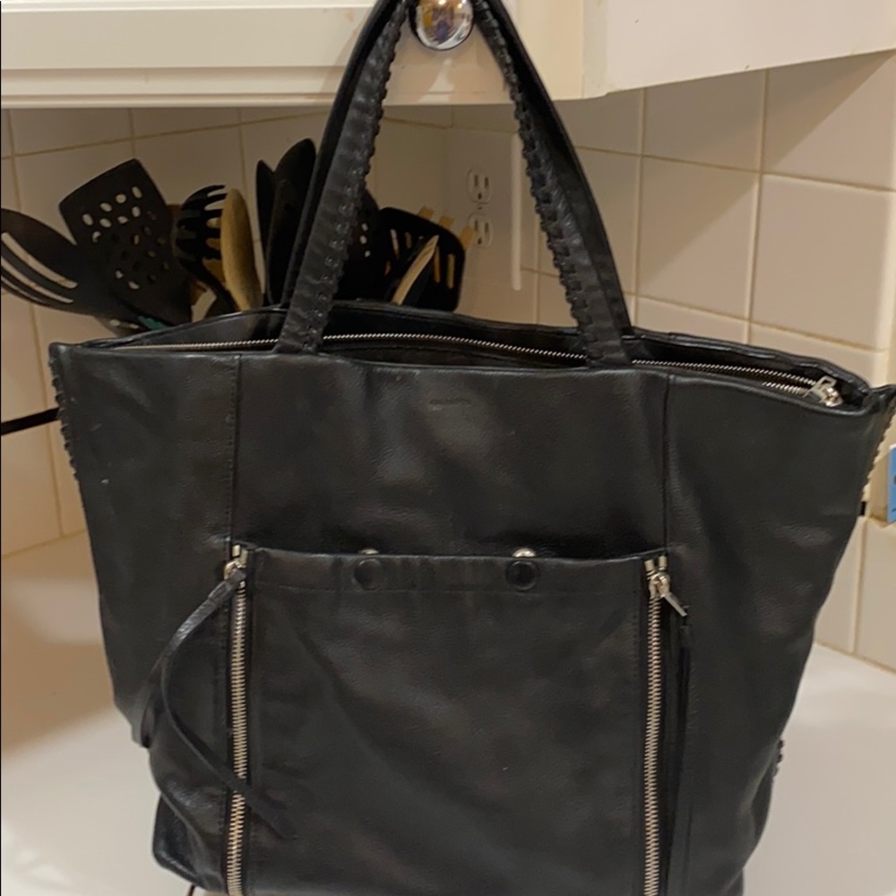 All Saints black leather handbag